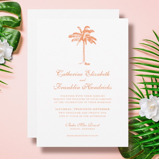 Elegant Tropical Palm Tree Wedding Invitation (Creator Uploaded)