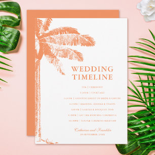 Elegant Tropical Palm Tree Wedding Timeline Programme