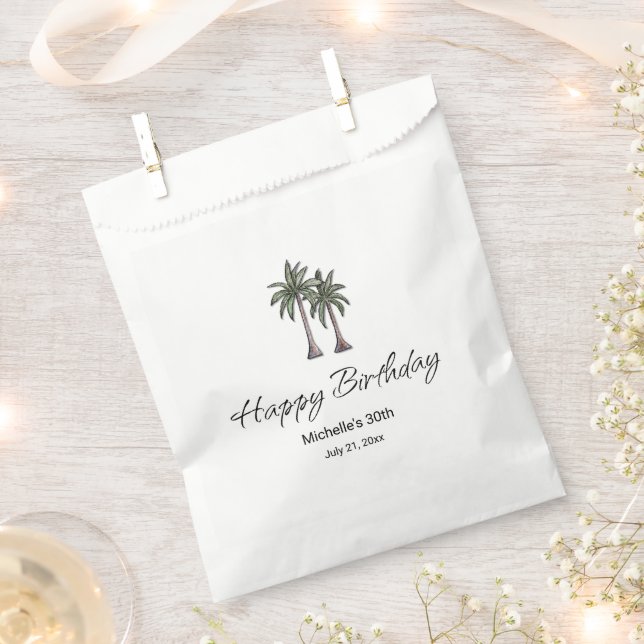 Elegant Tropical Palm Trees 30th Birthday Party Favour Bags (Clipped)