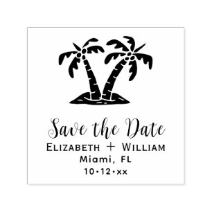 Elegant Tropical Palm Trees Wedding Save the Date Self-inking Stamp