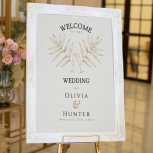 Elegant Tropical Palm Wedding Welcome Sign