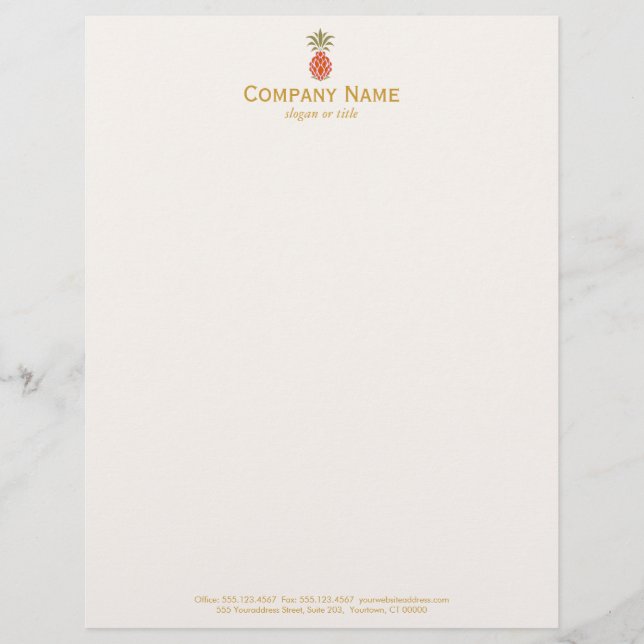 Elegant Tropical Pineapple Logo Customised Letterhead (Front)