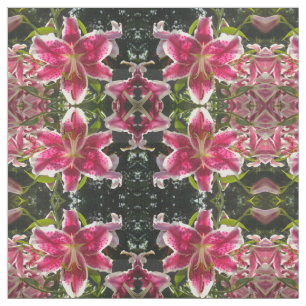 Elegant tropical pink flowers classic lily fabric