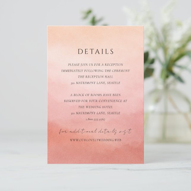Elegant Tropical Sunset Watercolor Wedding Enclosure Card (Standing Front)
