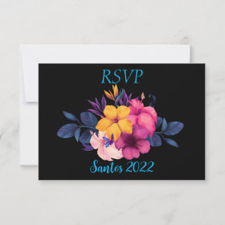 Elegant Tropical Theme Wedding RSVP Card
