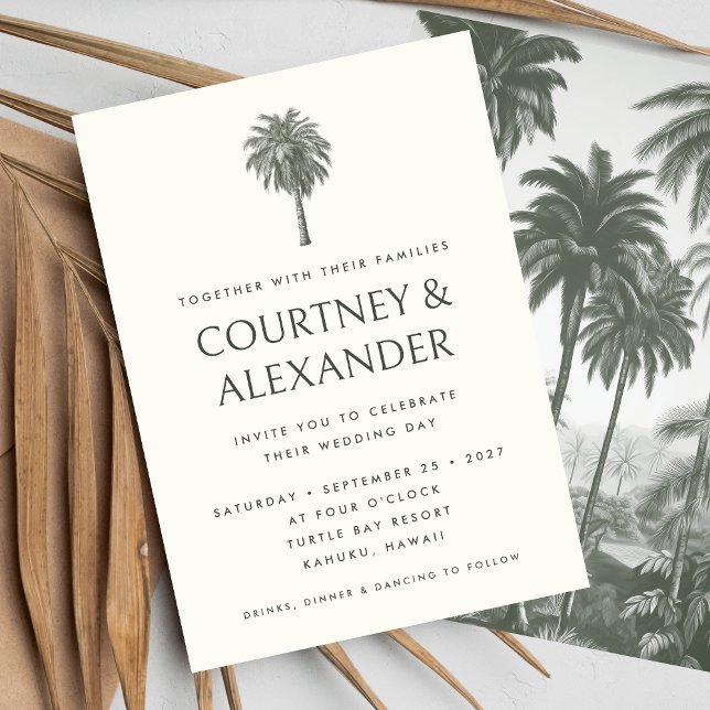 Elegant Tropical Vintage Palm Wedding Invitation (Creator Uploaded)