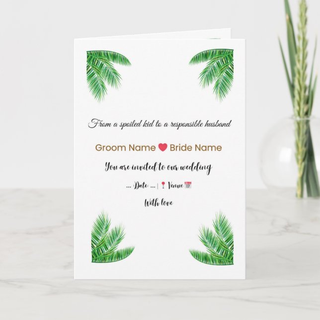 Elegant Tropical Wedding Invitation  (Front)