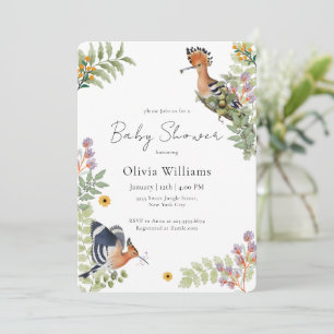Elegant Tropical Wildflower Birds Baby Shower Invitation