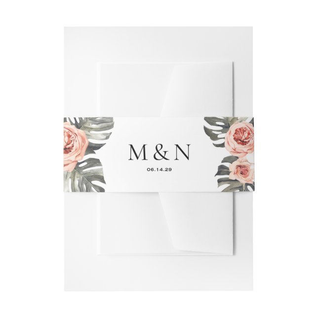 Elegant Tropics Wedding Belly Band Invitation Belly Band (Front Example)