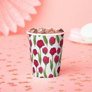 Elegant Tulip and Rose Floral Flowers Photography Paper Cups