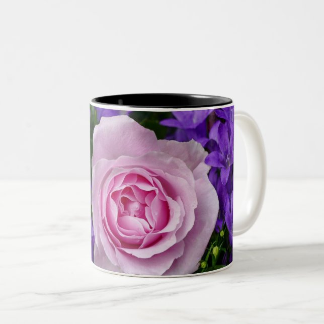 Elegant Tulip and Rose Floral Flowers Photography Two-Tone Coffee Mug (Front Right)