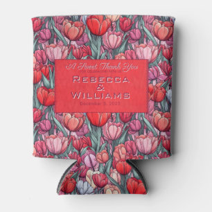 Elegant Tulip Charm Winter Wedding Can Cooler