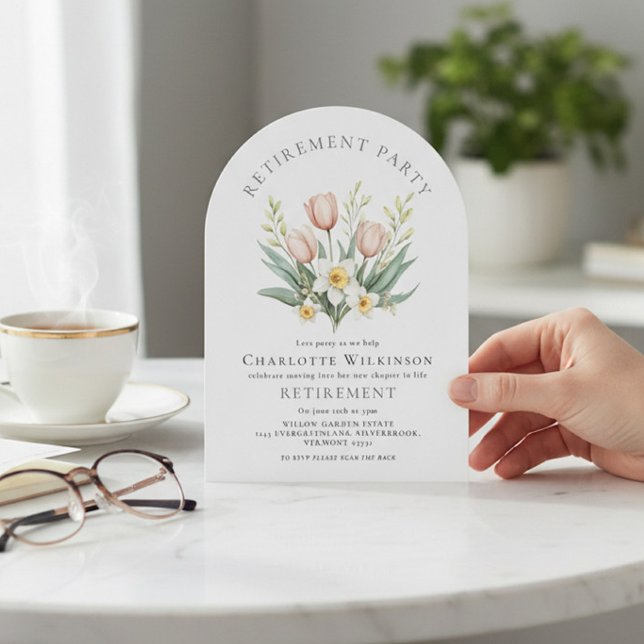 Elegant Tulip Daffodil Arch Retirement Invite (Creator Uploaded)