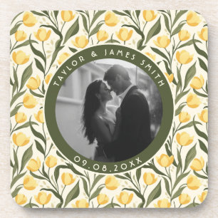Elegant Tulip Floral Forest Wedding Coaster
