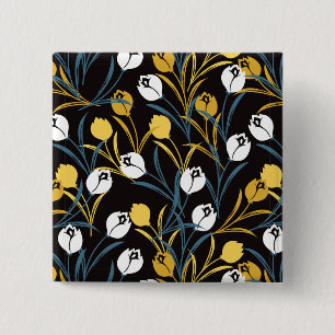 Elegant Tulip Floral Pattern 15 Cm Square Badge