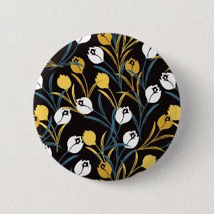Elegant Tulip Floral Pattern 6 Cm Round Badge
