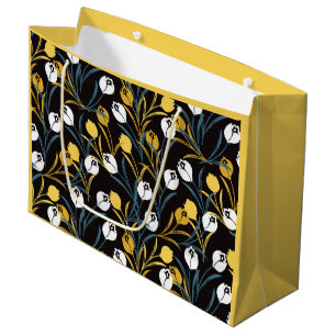 Elegant Tulip Floral Pattern Large Gift Bag