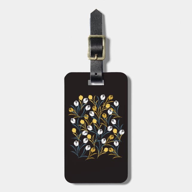 Elegant Tulip Floral Pattern  Luggage Tag (Front Vertical)