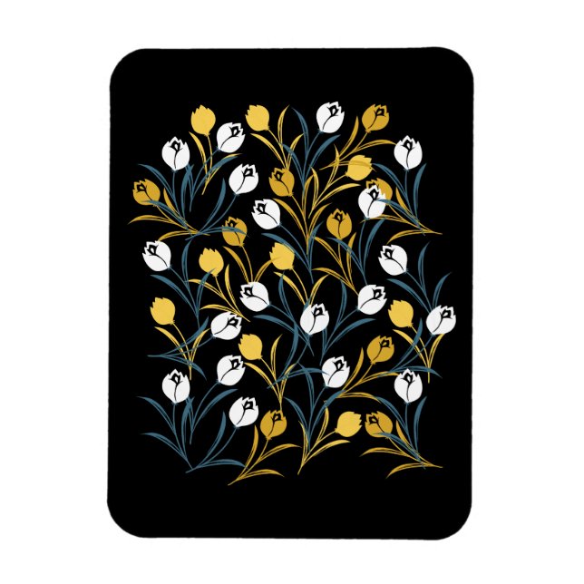 Elegant Tulip Floral Pattern  Magnet (Vertical)