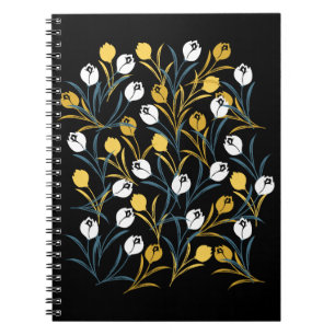 Elegant Tulip Floral Pattern Notebook