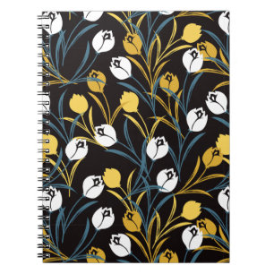 Elegant Tulip Floral Pattern Notebook