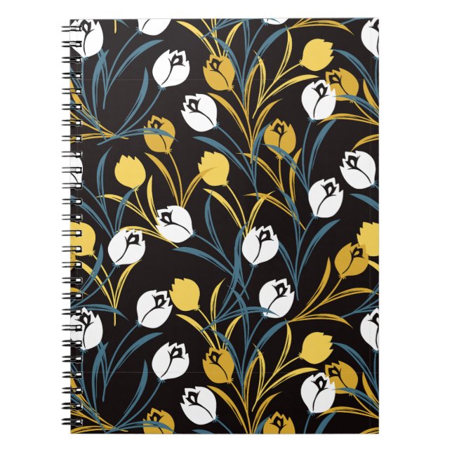 Elegant Tulip Floral Pattern  Notebook (Front)