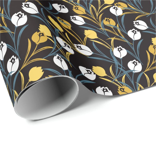 Elegant Tulip Floral Pattern  Wrapping Paper (Roll Corner)
