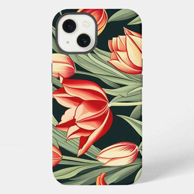 Elegant Tulip Pattern In Bold iPhone Case (Back)
