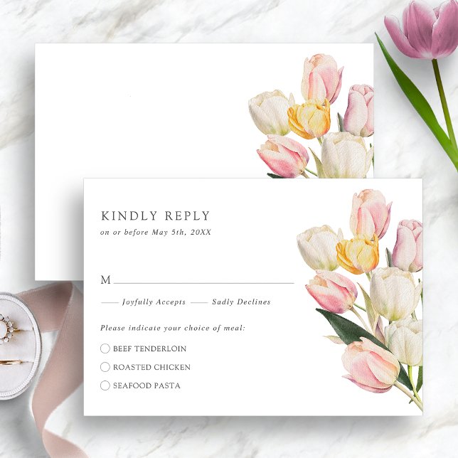 Elegant Tulip RSVP Card (Elegant Watercolor Tulip RSVP Card by Painted Paperie
)