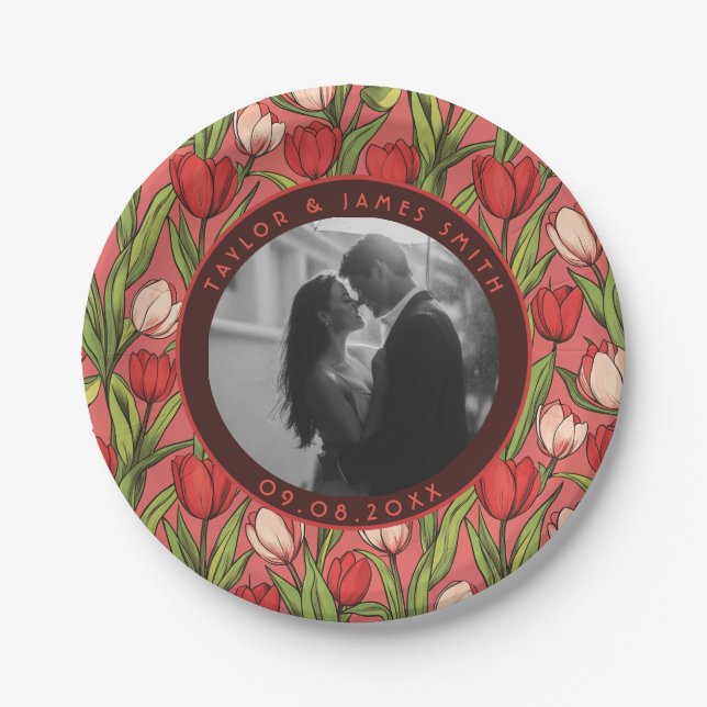 Elegant  Tulip Wedding Plates For Summer Wedding (Front)