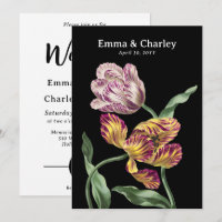 Elegant Tulips Black Vintage Floral Garden Wedding
