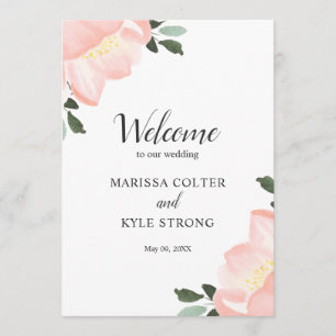 Elegant Tulips Blush Pink Floral Wedding Programme