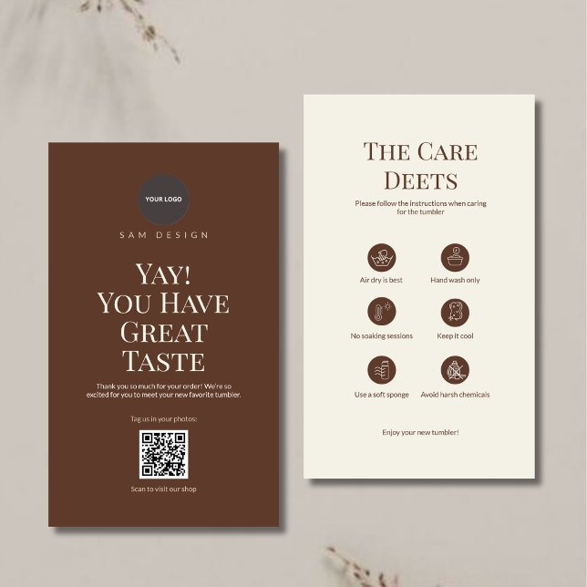 Elegant Tumbler Card Instruction Logo & QR Code (Creator Uploaded)