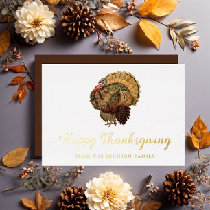 Elegant Turkey Happy Thanksgiving Gold