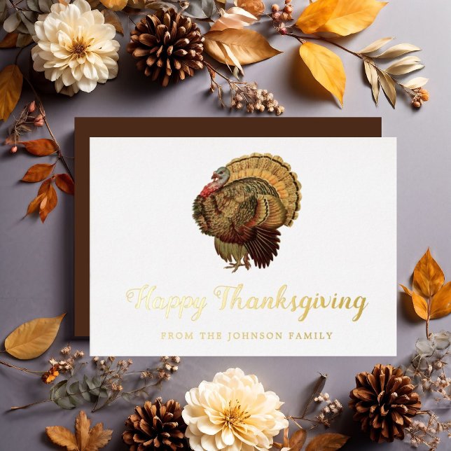 Elegant Turkey Happy Thanksgiving Gold (Elegant Turkey Happy Thanksgiving Gold Foil Holiday Card)