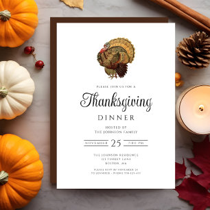Elegant Turkey Thanksgiving Dinner Invitation