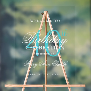 Elegant Turquoise 40th Birthday Party Welcome Acrylic Sign