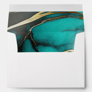 Elegant Turquoise and Gold Agate Wedding Envelope