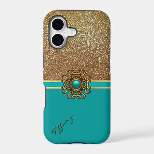 Elegant Turquoise and Gold iPhone 7 Plus case