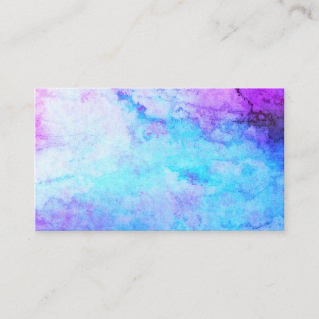 elegant turquoise and purple watercolor art business card (Front)