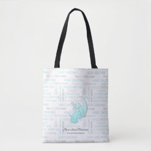 Elegant Turquoise and Silver Christmas Typography Tote Bag