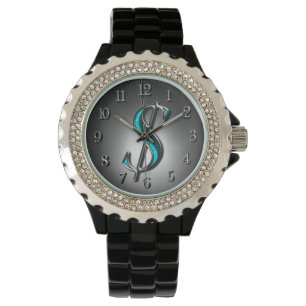 Elegant Turquoise and Silver Dollar Sign Stylish Watch