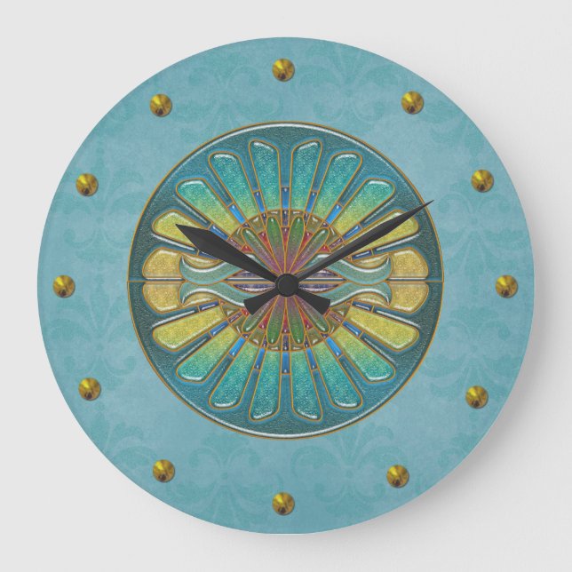 Elegant Turquoise Art Deco Wall Clock (Front)