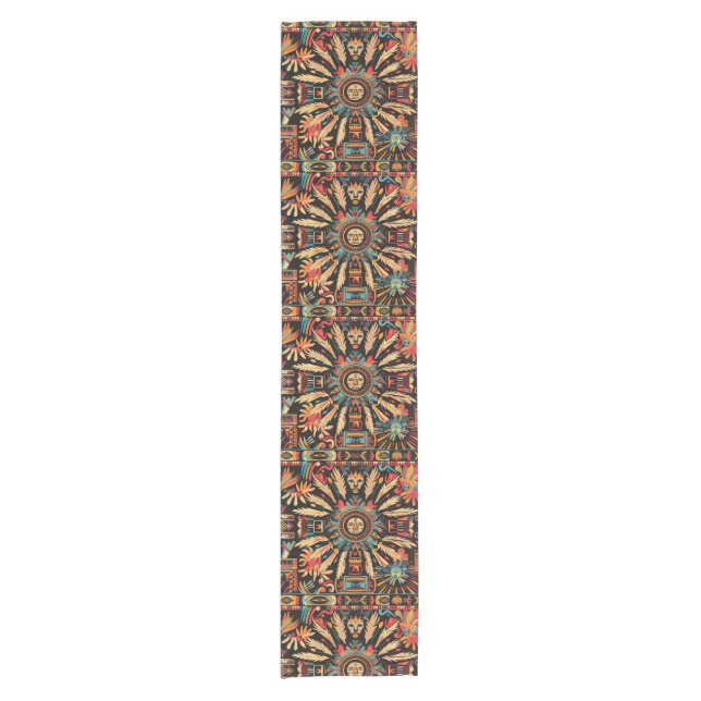 Elegant Turquoise "Aztec Dream" Textile Table Runn Short Table Runner (Front)