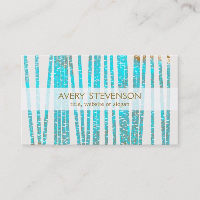 Elegant Turquoise Blue Bamboo Nature Health Spa Business Card (Front)