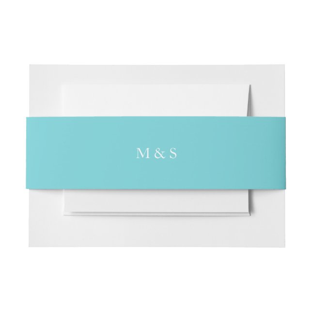 Elegant Turquoise Blue Invitation Belly Band (Front Example)