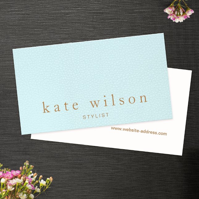 Elegant Turquoise Blue Leather Professional Business Card (Creator Uploaded)