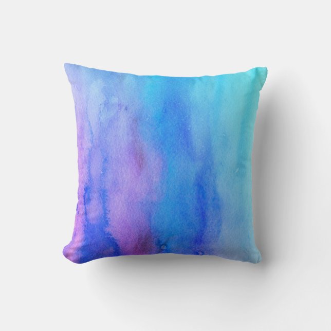 elegant turquoise blue purple  watercolor design cushion (Front)