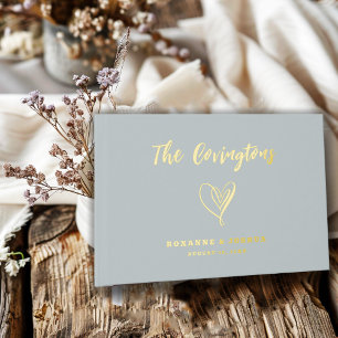 Elegant Turquoise Blue Script Wedding Guestbook