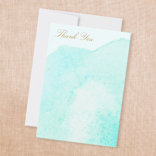 Elegant Turquoise  Blue Watercolor Thank You (Creator Uploaded)